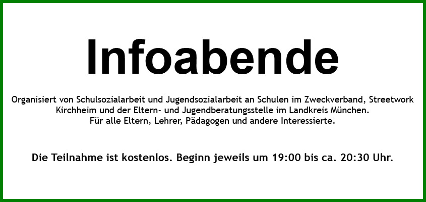 Infoabende der Schul- und Jugendsozialarbeit - Frühjahr 2018