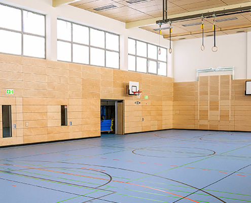 Die Turnhalle der Grund- und Mittelschule nach den Umbaumaßnahmen.