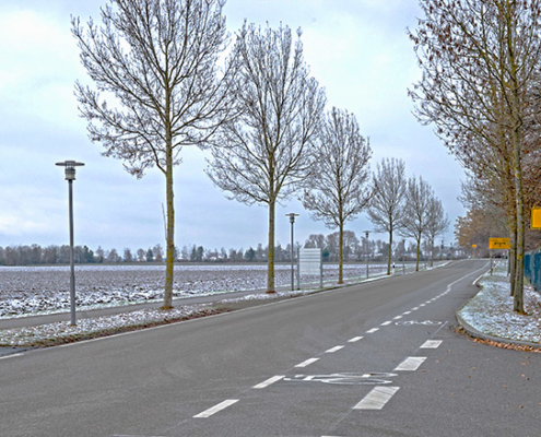 Der neue Schutzstreifen für Radfahrer in der Erdinger Straße.