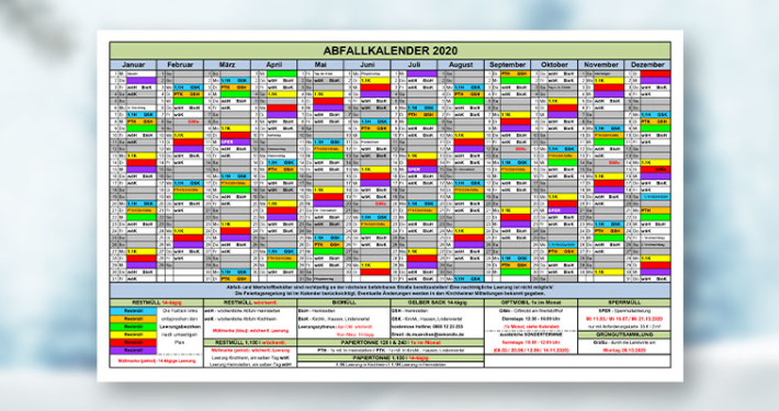 Feiertagsregelung der Müllabfuhr 2019