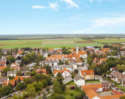 Der Ortsteil Kirchheim aus der Luft.