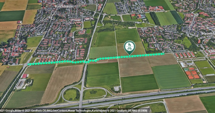 Foto: Luftbild vom geplanten Geh- und Radweg